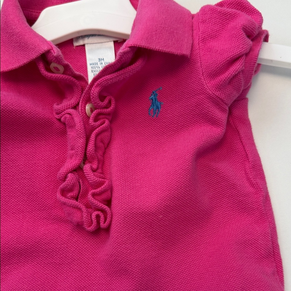 Baby Girls Ralph Lauren Hot Pink Ruffle Polo Bodysuit - Picture 6 of 7